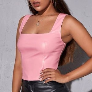 Pink Pleather Top